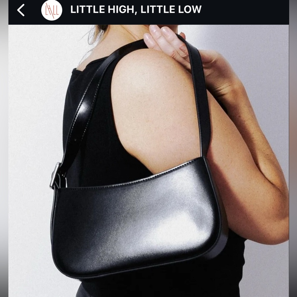 LH/LL - Little High, Little Low - Hi Lo - Black Leather Shoulder Bag Purse- 90s